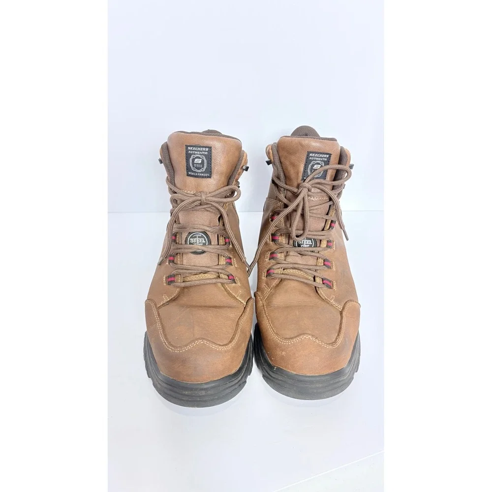 Skechers Brown Burgin-Benafick Steel Toe Waterproof Work Boots Men Size 14